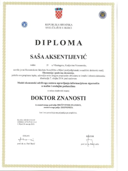 Buy college degree from The Sveucilište u Rijeci