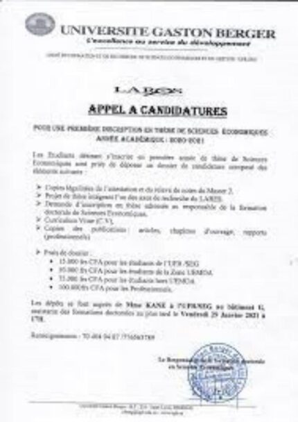 buy degree from the Université Gaston Berger