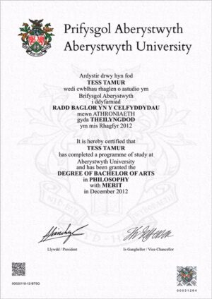 Buy college degree from the Aberystwyth University