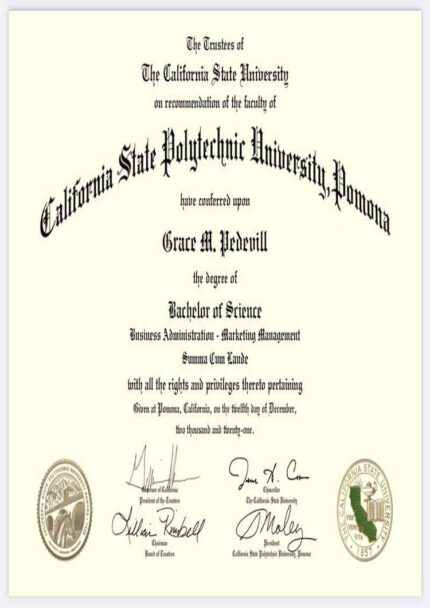 Buy college degree from The California State Polytechnic University, Pomona