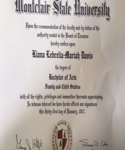 Buy college degree from The Montclair State University