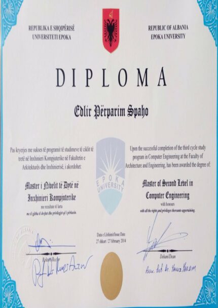 Buy college degree from the Universiteti Epoka Albania