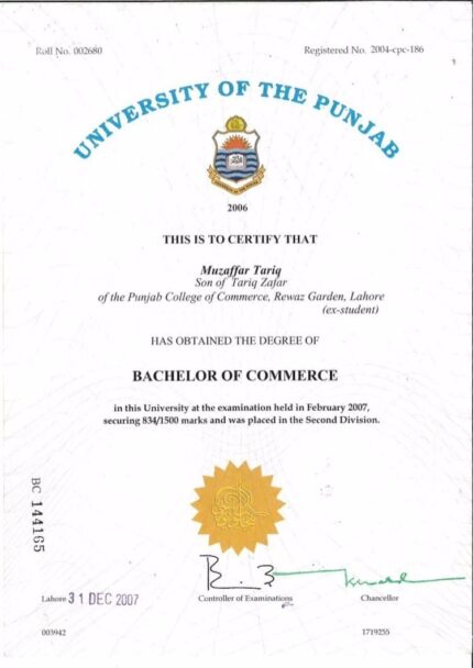 Buy college degree from the University of the Punjab