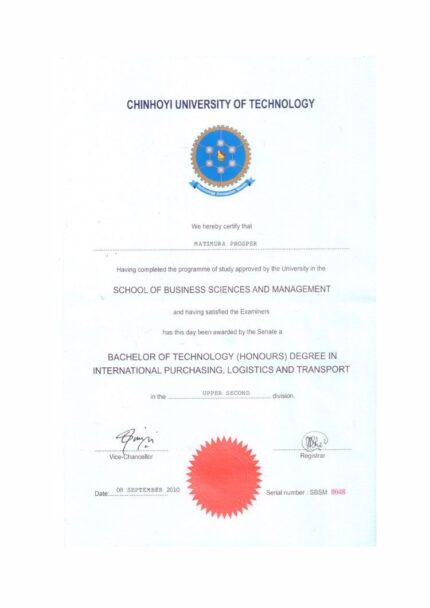 Buy college degree from the Chinhoyi University of Technology