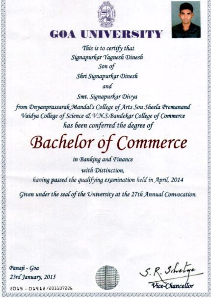 Buy college degree from The Goa University