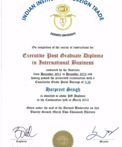 Buy college degree from The Indian Institute of Foreign Trade