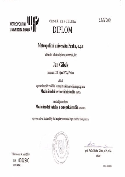 Buy college degree from the Metropolitní univerzita v Praze