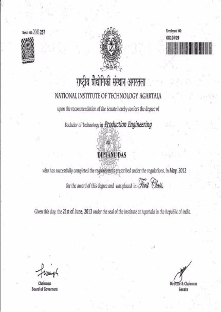 Buy college degree from The National Institute of Technology, Agartala