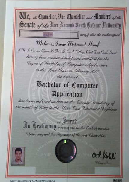 Buy college degree from The Veer Narmad South Gujarat University
