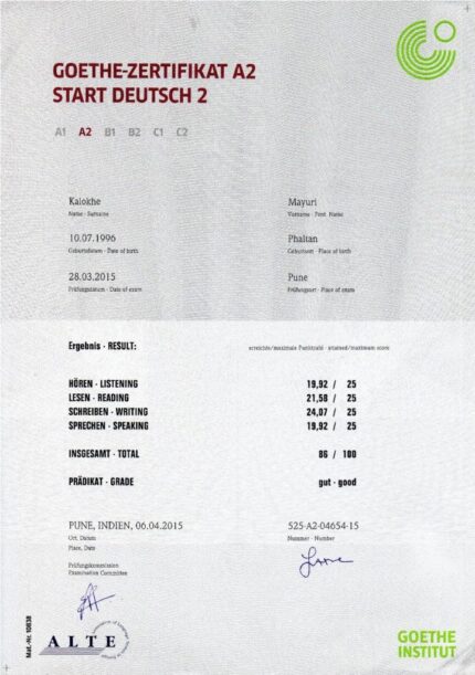 Buy German language Test Goethe A1 from The Goethe Institut Germany