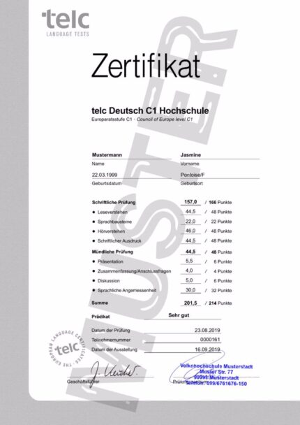 Buy German language Test Telc C1 Hochschule from The Telc Institut Germany